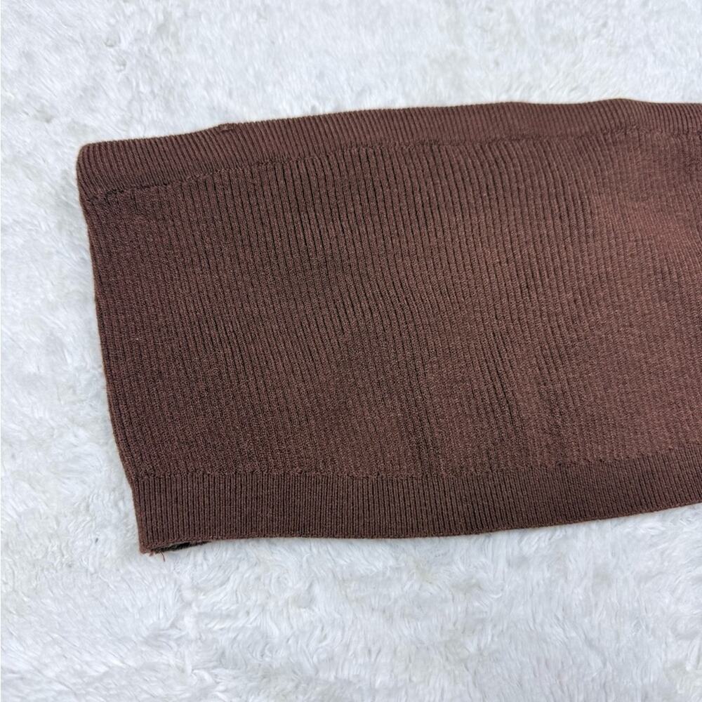 Crescent Ribbed Chocolate Brown Bandeau - Picture 2 of 5